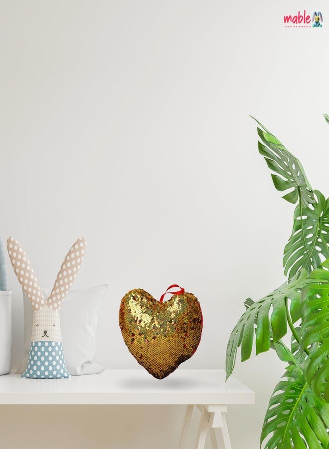 MABLE وسادة مابل على شكل قلب مزينة بالترتر قابلة للعكس | وسادة مخملية ناعمة للبنات والأولاد | هدية عيد الحب للأزواج، الحبيبة والحبيب | ديكور منزلي | وسادة قلب مزخرفة (35 سم) - Image 4